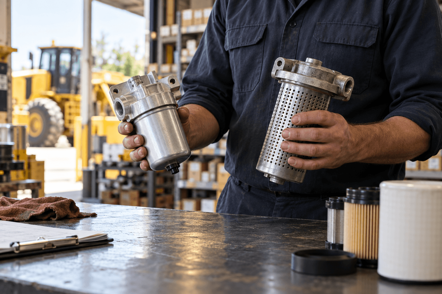 Illustrative parts specialist comparing component housings